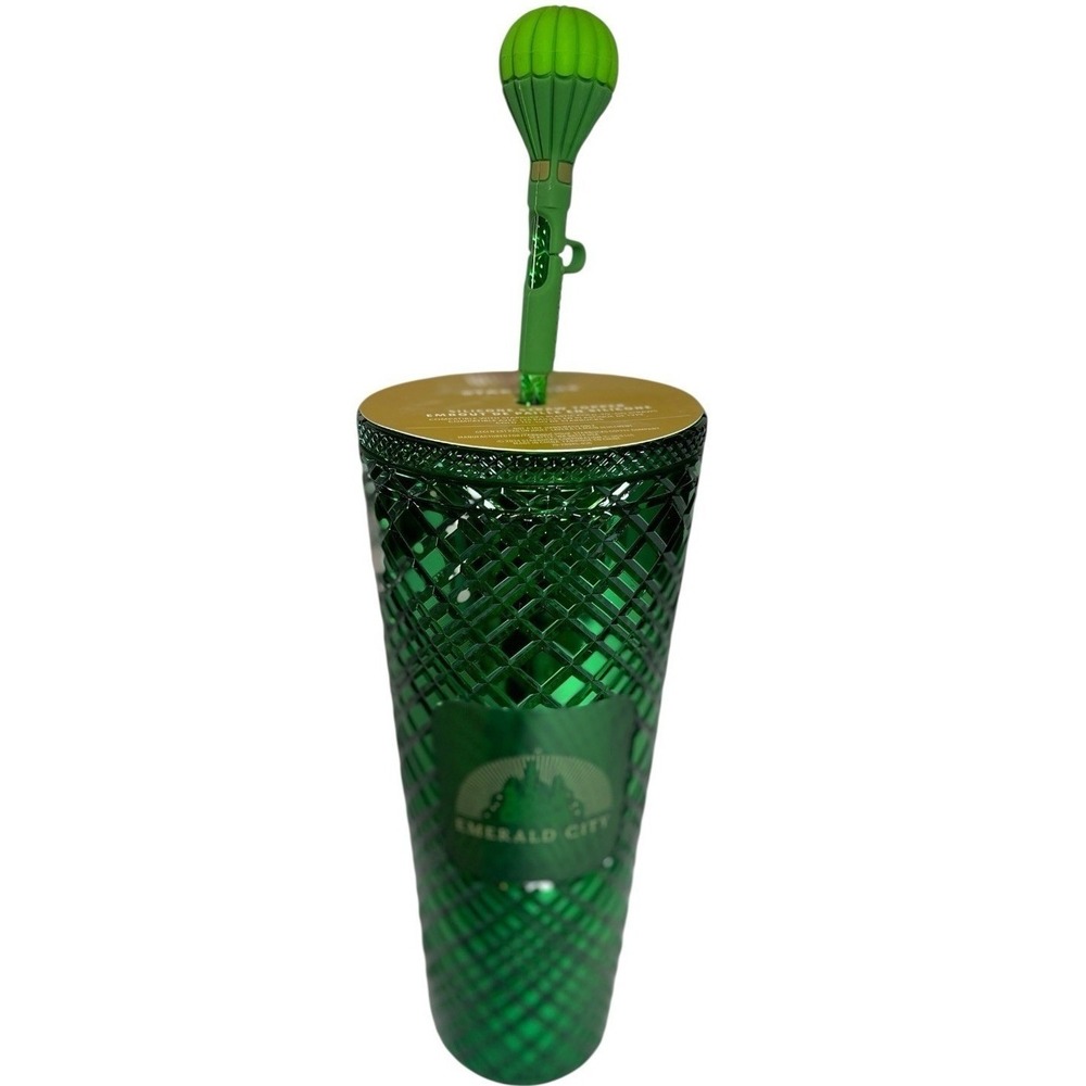 Starbucks Wicked Emerald City Green Tumbler Cup w/ Topper Cold Cup Balloon 24oz